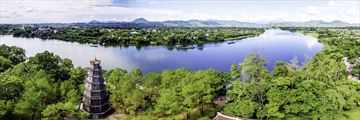 Aerial View of Tien Mu Pagoda Hue Vietnam