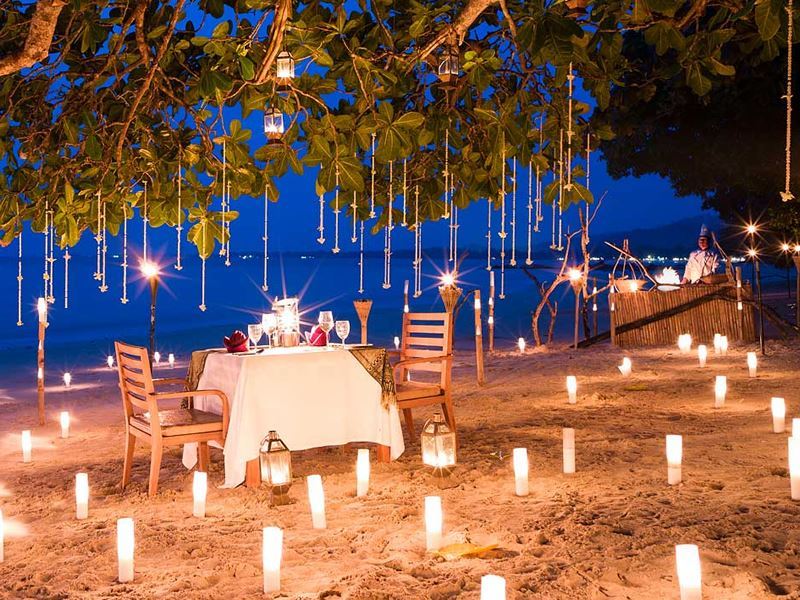 private dining on the beach at sarojin