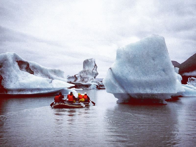 rafting on lowell lake kluane national park